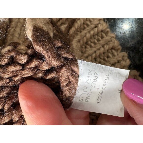 Luna Ivy Sweater Womens Size M Brown Chunky Knit Floral Applique Mock Neck - Picture 11 of 12